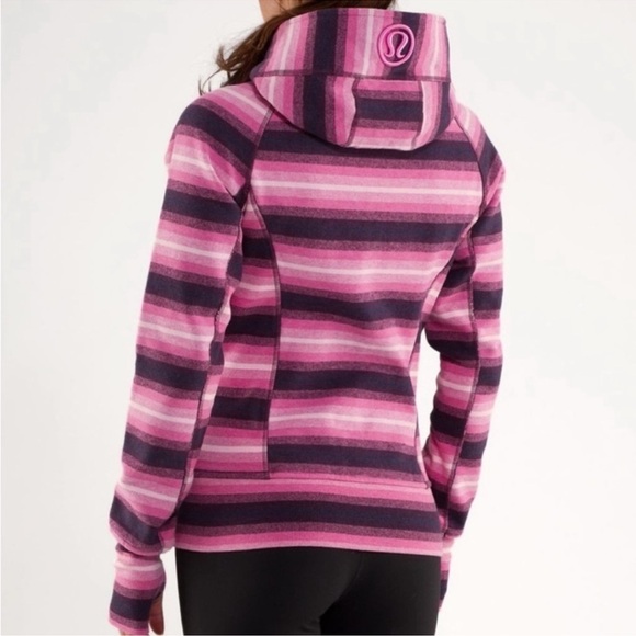 Lululemon Scuba Striped Hoodie Pink Ombré Smoky Rose Vintage Rare Size 8 - Picture 2 of 4